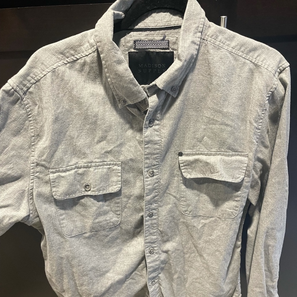 Madison supply button long sleeve dress shirt collard casual